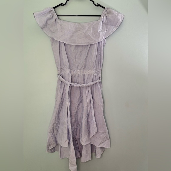 Saks Fifth Avenue Dress Off Shoulder High Low Size Large Summer Flowy Stripes - Picture 1 of 6